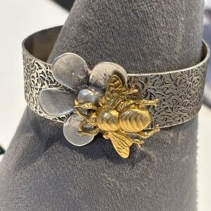 Brass and silver plated brass handmade cuff Bracelet